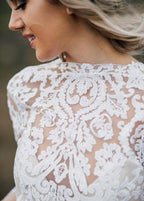 Boho Wedding Dress V Back Bridal Lace Gown Separates Wedding Dress
