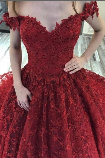 Bungudry Off-the-shoulder A-Line Wedding Dresses With Lace