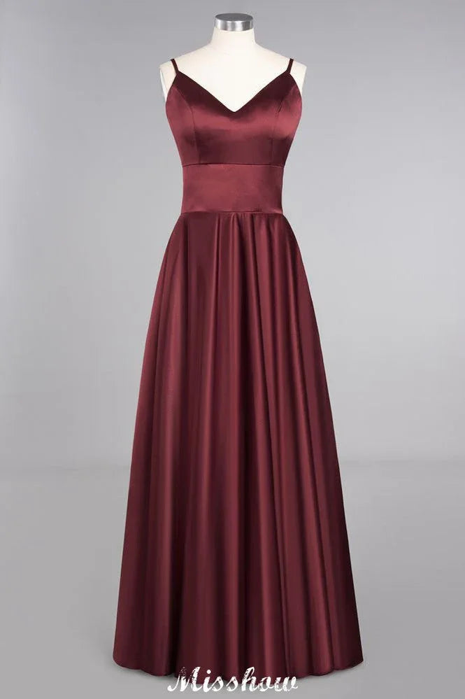 Burgundy Evening Maxi Dress Charming V-Neck Backless Wedding Party Dress
