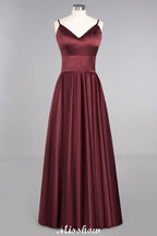 Burgundy Evening Maxi Dress Charming V-Neck Backless Wedding Party Dress
