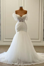 Bmbridal Off The Shoulder Tulle Mermaid Wedding Dress Floor Length