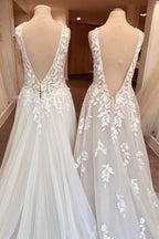 Open Back Ruffles A Line Sweetheart Wedding Dress With Lace Appliques