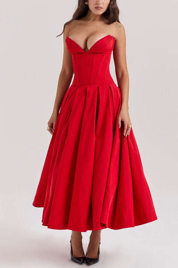 Abito midi senza spalline Milady