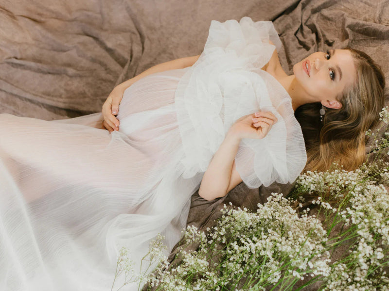 6105#Robe de maternité transparente pour séance photo Tulle grossesse séance photo
