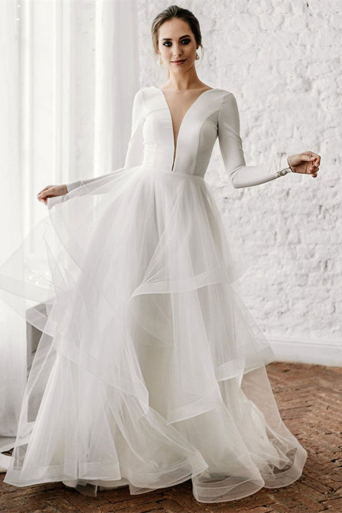 Tulle Long Sleeve Wedding Dress With Ethereal Silhouette
