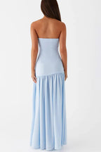 Robe longue patchwork Eden en mousseline semi-transparente sans bretelles