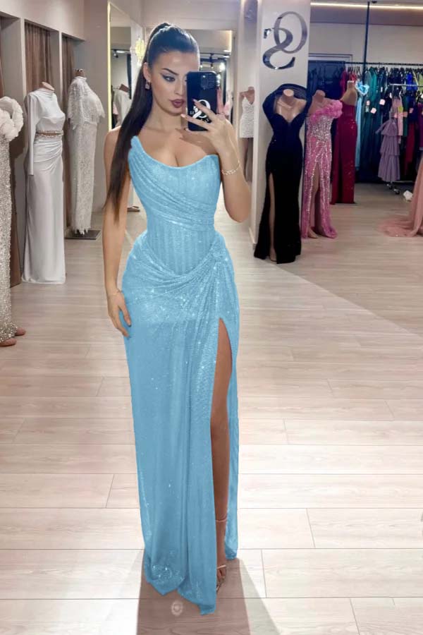 Custom Color Strapless Mermaid Long Prom Dress With High Slit