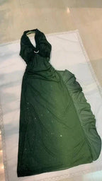 Ombre Grün Chiffon Neckholder Langes Ballkleid Glitzer Abendkleid Y7481