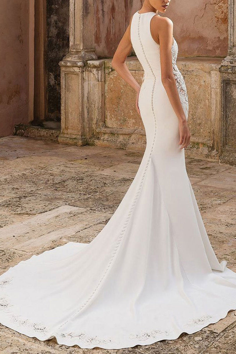 Sleeveless Mermaid Wedding Dress With Regal Fit And Flare