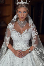 Glamorous Cap Sleeve Ball Gown Wedding Dress With Beading