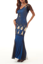 Vestidos de noite formais elegantes com fecho e decote em V