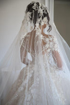 Sweetheart Open Back A Line Long Sleeves Wedding Dress With Tulle Lace