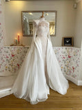 Mermaid Wedding Dress Open Back With Lace Appliques And Wide Straps