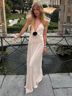 Vestido Maxi TARUXY com Decote em V Profundo para Mulheres, Decote Traseiro, Sem Mangas, Transparente, Elegante, para Festas e Clubes