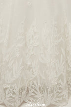 Cap Sleeves A-line Scoop Floor Length Lace Appliques Wedding Dresses