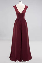 Cap Sleeves Aline Evening Maxi Dress Chiffon Tulle Wedding Party Dress