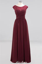Cap Sleeves Aline Evening Maxi Dress Chiffon Tulle Wedding Party Dress