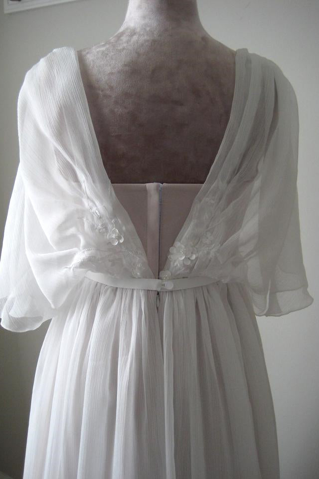 Boho V Neck Chiffon A Line Lace Wedding Dress Belt