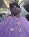 Vestidos de Quinceanera com Borboletas 3D Vestidos de Doce Dezasseis Vestido de Baile Y1870