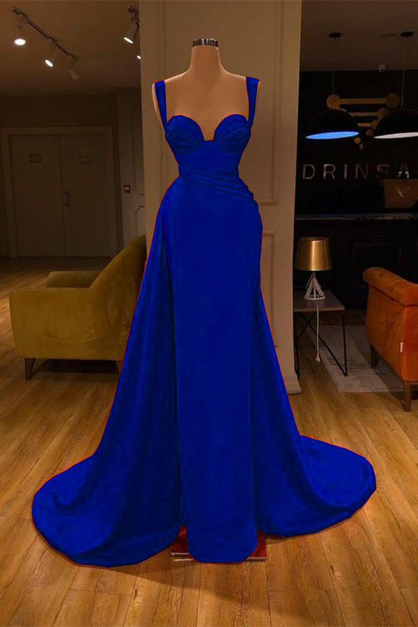 Robes de bal longues en satin, coupe sirène, décolleté cœur, fente haute, magnifiques