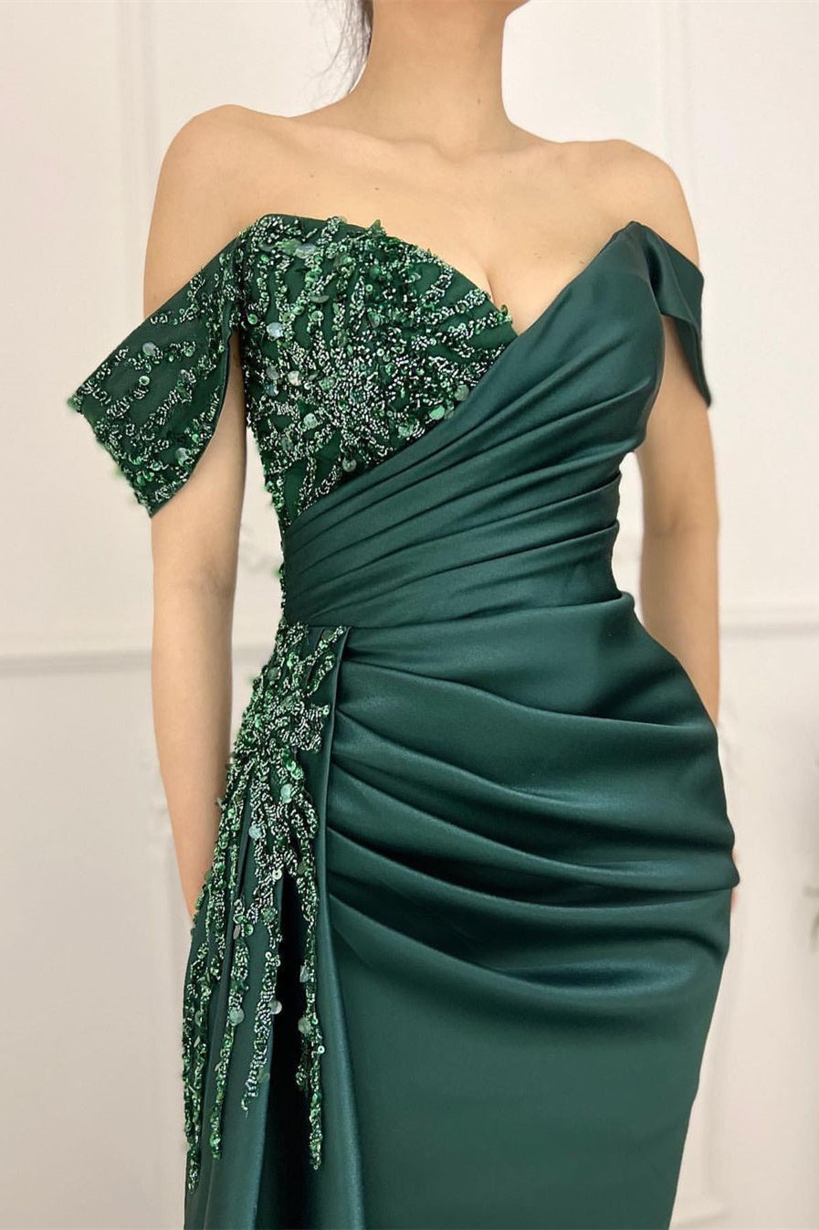 Charming Long Satin Sweetheart Portrait Prom Dresses With Ruched