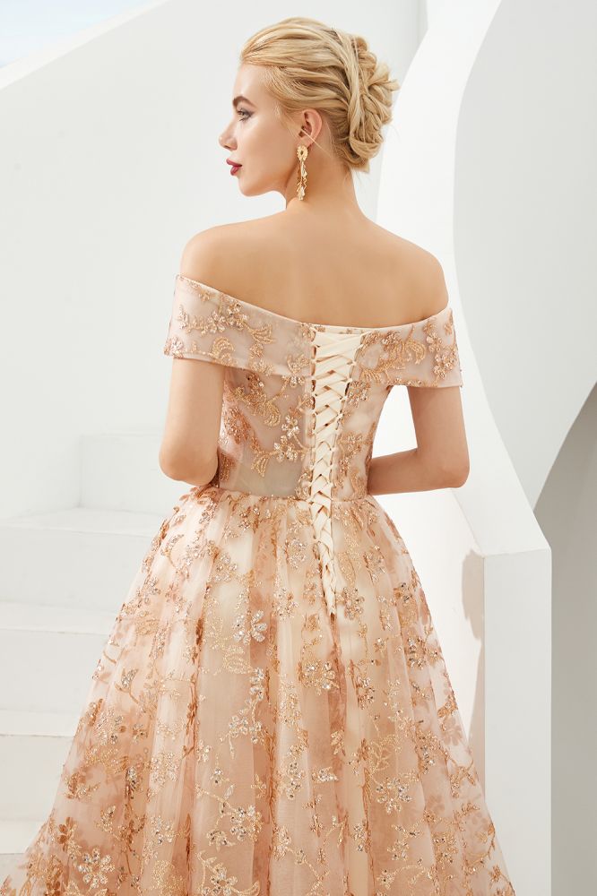 Charming Off Shoulder Aline Princess Dress Tulle Swing Evening Party Dress Quincenera Dress
