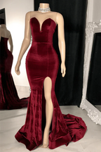 Charming Sleeveless Sweetheart Split Front Long Mermaid Prom Dress
