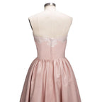 Charming Sweetheart Lace Hi-Lo Homecoming Dress Gold Sleveless Short Party Dress with Appliques