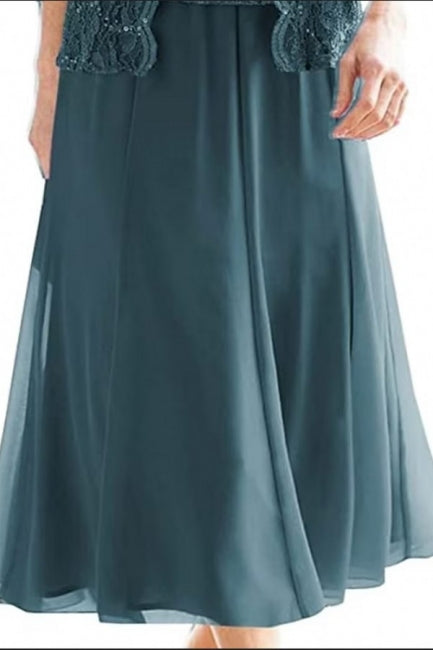 Chic beautiful 3/4 length sleeves a-line lace mother dress sequined