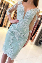 Chic Short Mermaid Off-the-shoulder Lace Prom Dress with Sleeves
