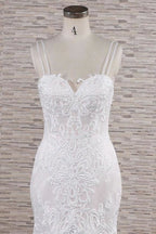 Chic Spaghetti Strap Appliques Mermaid Elegant Wedding Dresses