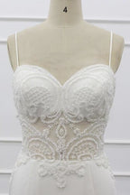 Chic Spaghetti Strap Beading Mermaid Elegant Wedding Dresses