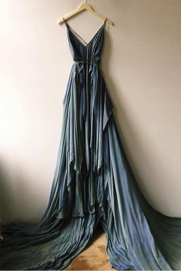 Chiffon Rustic Wedding Dresses Beach Wedding Gown With Court Train