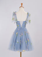 Aline Short Sweetheart Tulle Floral Homecoming Dress