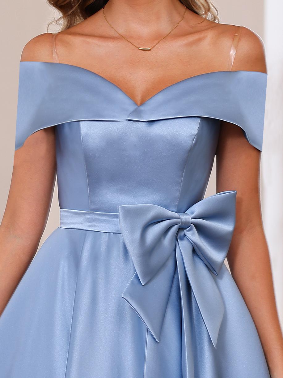 Sleeveless Off The Shoulder Mother Of The Bride Dress With Pockets Ankle Length