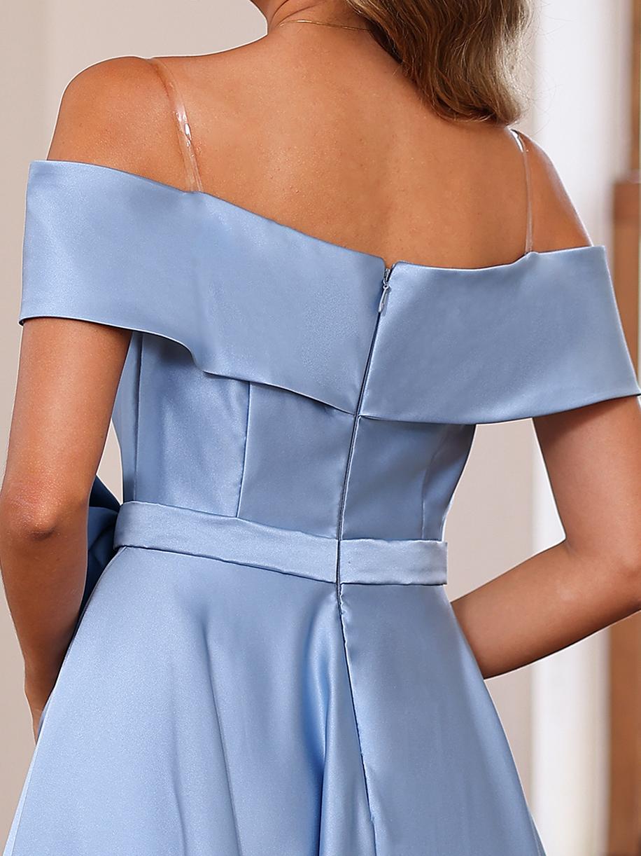 Sleeveless Off The Shoulder Mother Of The Bride Dress With Pockets Ankle Length