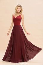 Cross Backless Floor Length Satin Evening Gowns Burgundy Bridesmaid Dress