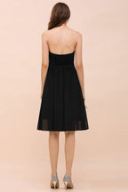 Cute Black knee length Bridesmaid Dress Sweetheart homecoming Dress for Girls