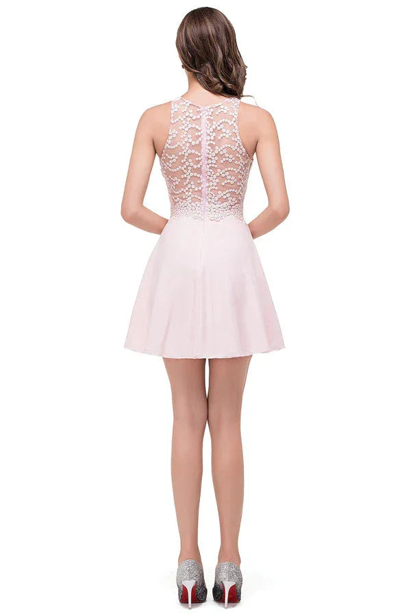 Cute Mini A-line Crew Appliques Bridesmaid Dresses