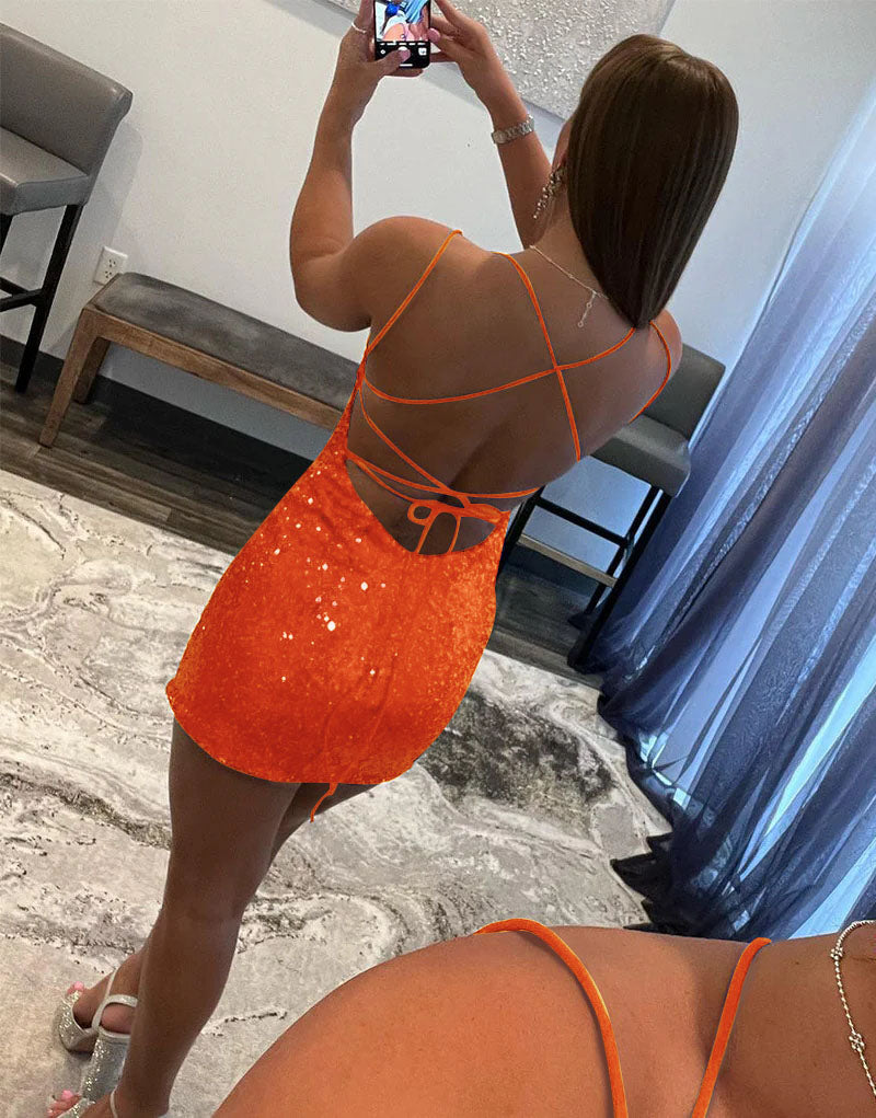 Vestido de Retorno a Casa com Decote Redondo e Lantejoulas