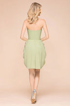 Cute Sleeveless slim Ruffle Chiffon Mini Bridesmaid Dress Wedding Guest Dress