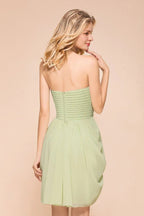 Cute Sleeveless slim Ruffle Chiffon Mini Bridesmaid Dress Wedding Guest Dress