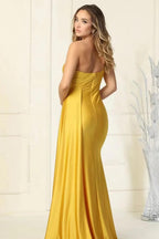 Abito da sera lungo elegante a sirena con una spalla sola e balze