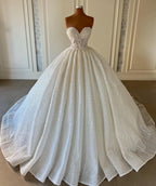 Bmbridal Sweetheart Ball Gown Wedding Dress With Lace Pearls