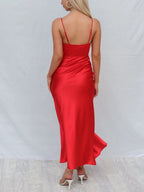 Abito Midi Satin con Spacco