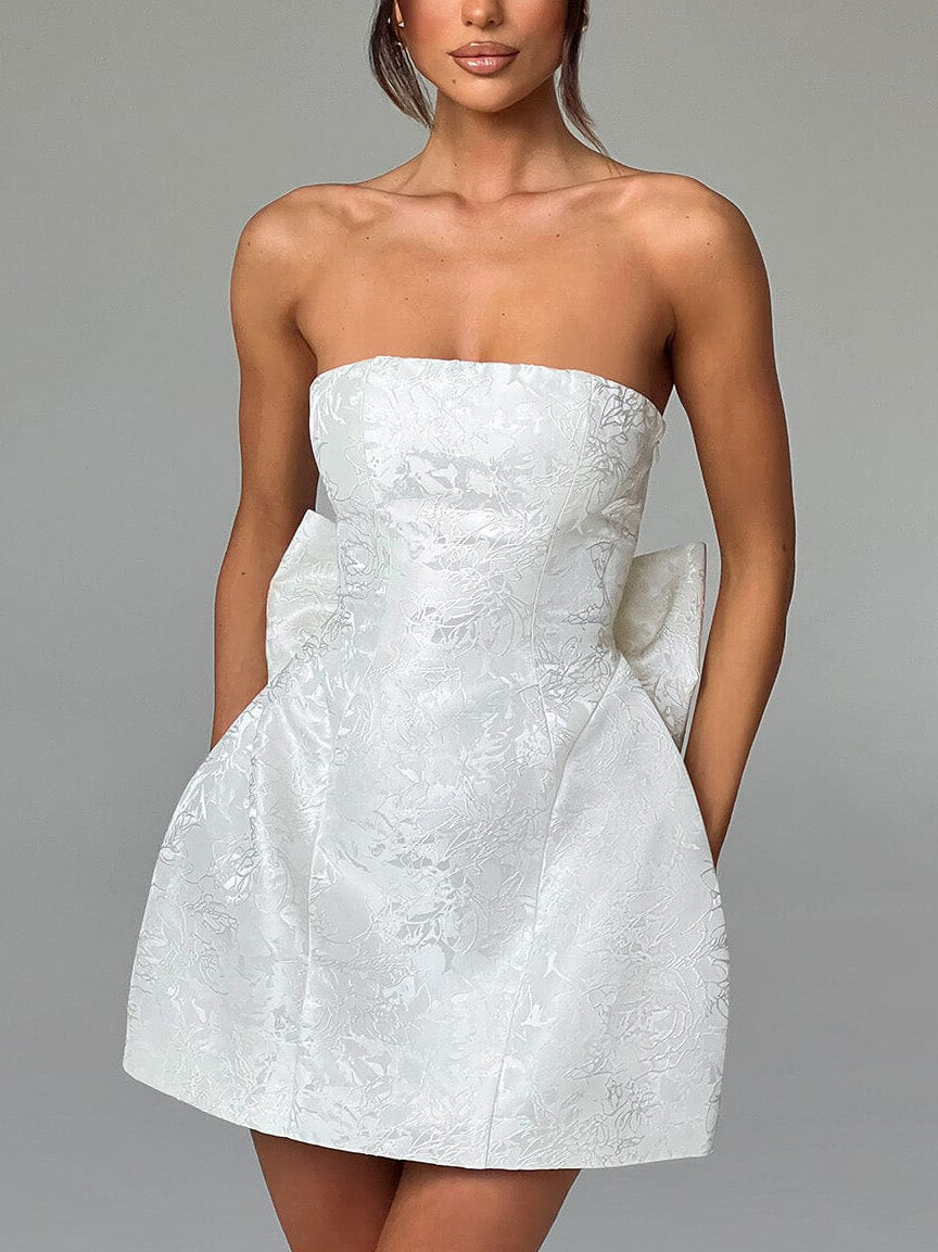 Robe courte tubulaire en jacquard élégante et sensuelle avec nœud