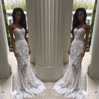 Glamorous Long Sweetheart Mermaid Wedding Dress With Lace Appliques