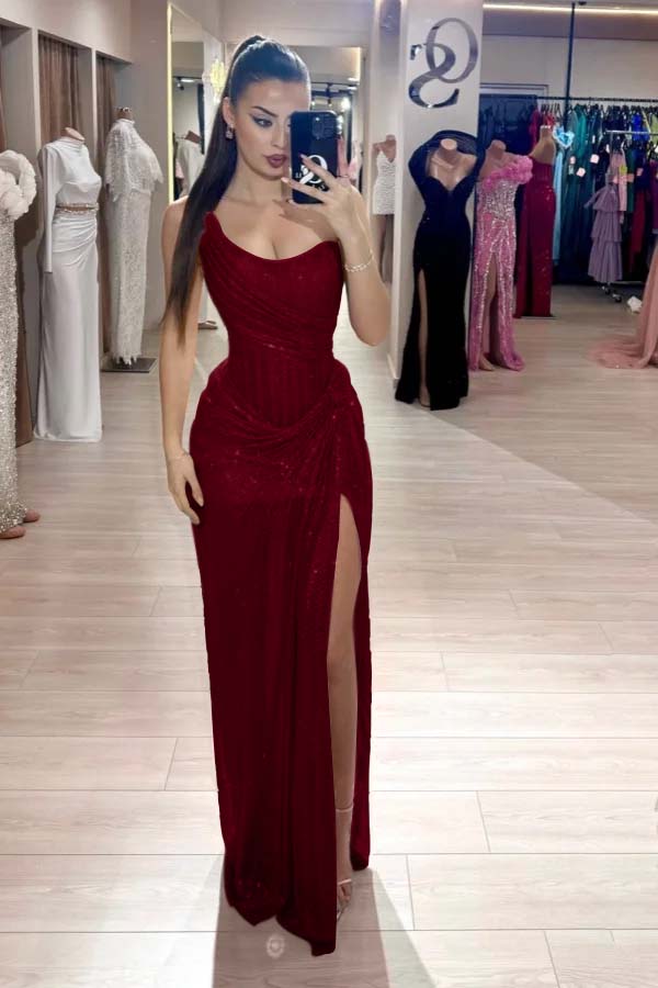 Custom Color Strapless Mermaid Long Prom Dress With High Slit