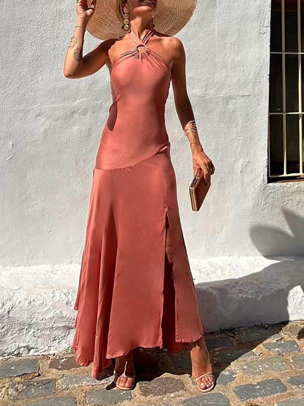 Robe à Bretelles Anneau Sans Bretelles Irrégulière