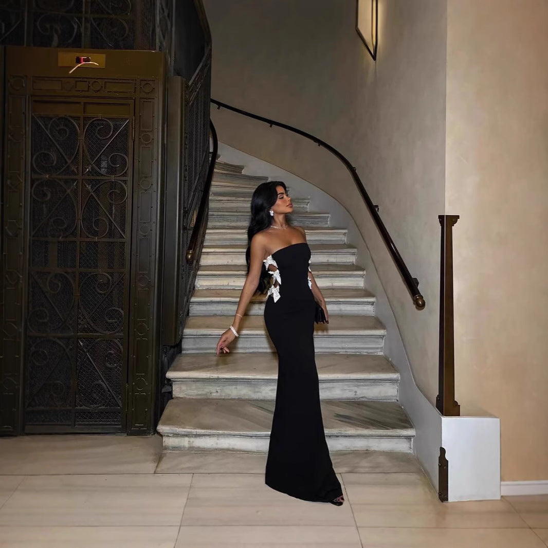 Vestido longo de lantejoulas com fenda alta vestido de baile